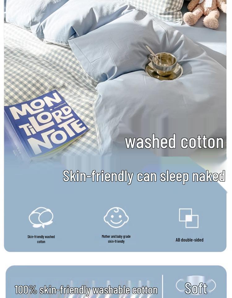 Bettbezug, Reine Baumwolle, Einzelstück, 180x220cm - 2025 Neu 1,5m Vierteiliges Set