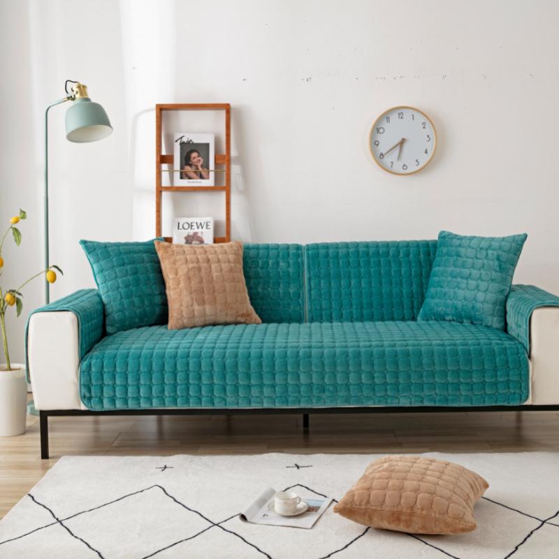 Universal Velvet Sofa CushionThickened Warm Plush Sofa Cover Living Room Cushion Non-Slip Furniture Decoration Dust Cover Winter