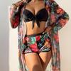 Women's Sexy Three-Piece Bikini and Beach Cover-up
