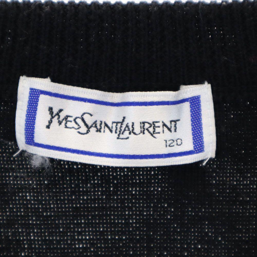 YVES SAINT LAURENT 90s Old V neck Knit vest 120 black Kid's Used