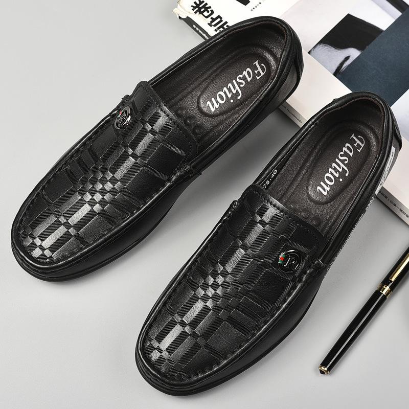 

2024 Douyin прямая трансляция хит продаж мужская обувь для отдыха на открытом воздухе осень новые кожаные ленивые однопедальные туфли Doudou 38 чёрный