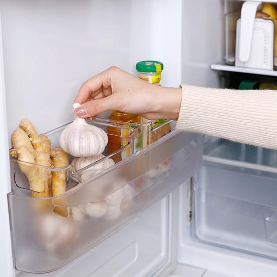 Boîte de rangement pour porte latérale de réfrigérateur Bacs de rangement en plastique transparent Empilables Organisateur de cuisine pour viande Snacks et Boissons