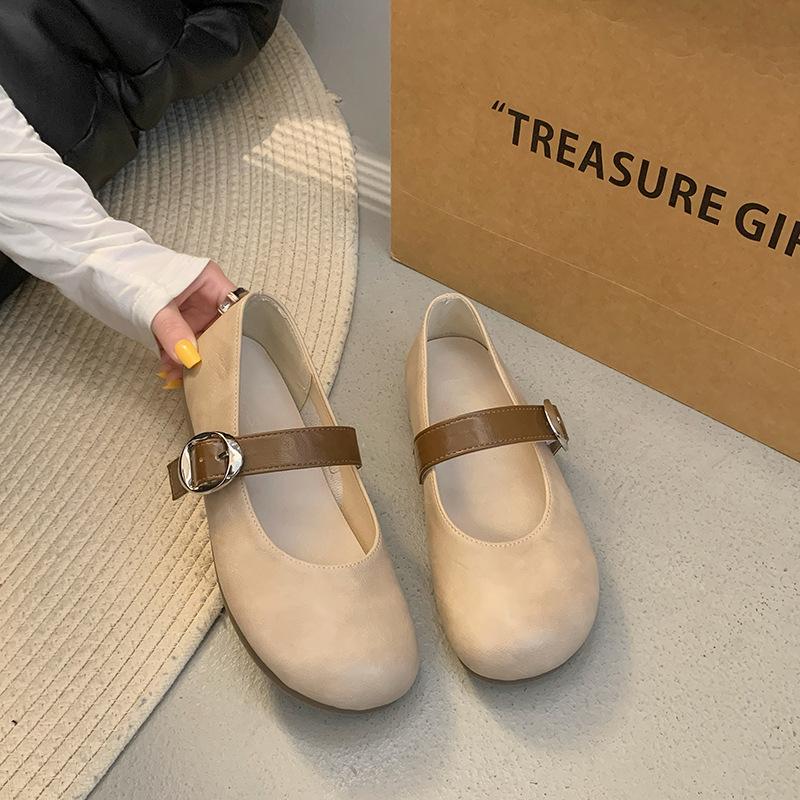 

Туфли Мэри Джейн Женские 2025 Лето Новые Стильные Простые Легкие С открытым вырезом Низкий каблук Одинарная пряжка Одинарные туфли Женские Производитель 40 абрикосовый