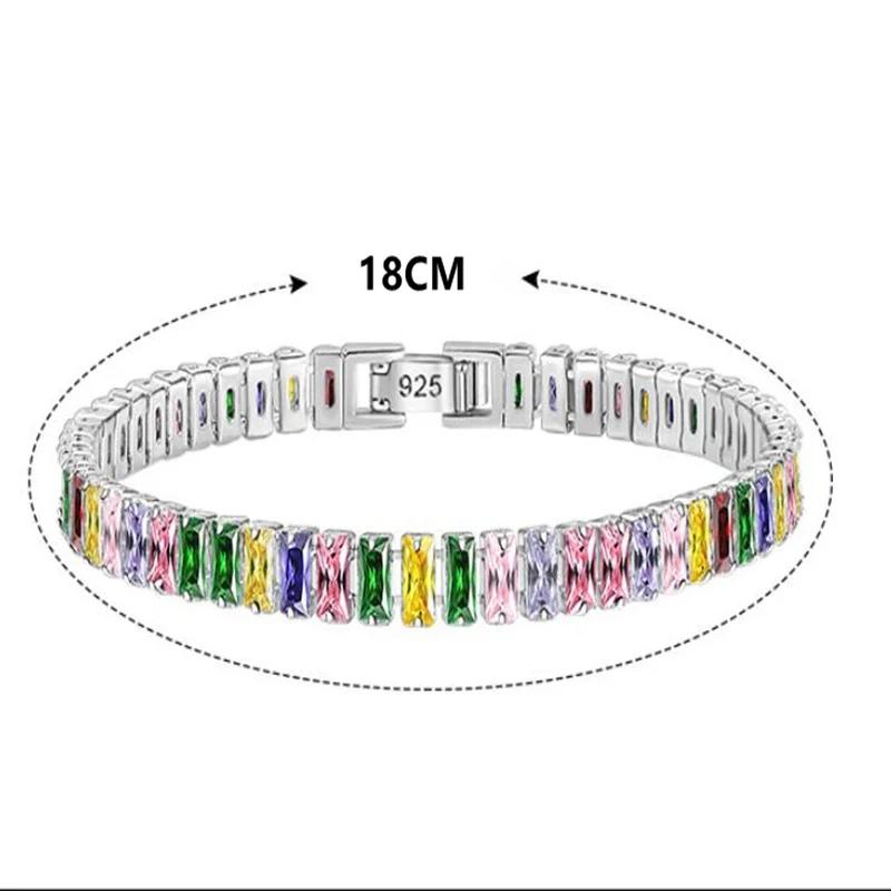 Edele 925 Sterling Zilveren Armband Ketting Luxe Kleur Kristal Hand Sieraden Voor Vrouwen Charme Bruiloft Cadeau Feest 18cm