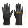 Women's Warm PU Leather Gloves for Autumn and Winter Windproof and Cold Proof Outdoor Cycling Versatile Black Gloves