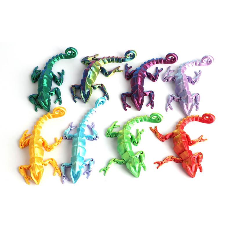 Stampa 3D Lucertola Camaleonte Giocattolo Animale di Simulazione Lucertola Colore Degradato Articolazioni Mobili Giocattoli Regalo per Bambini Decorazione per la Casa