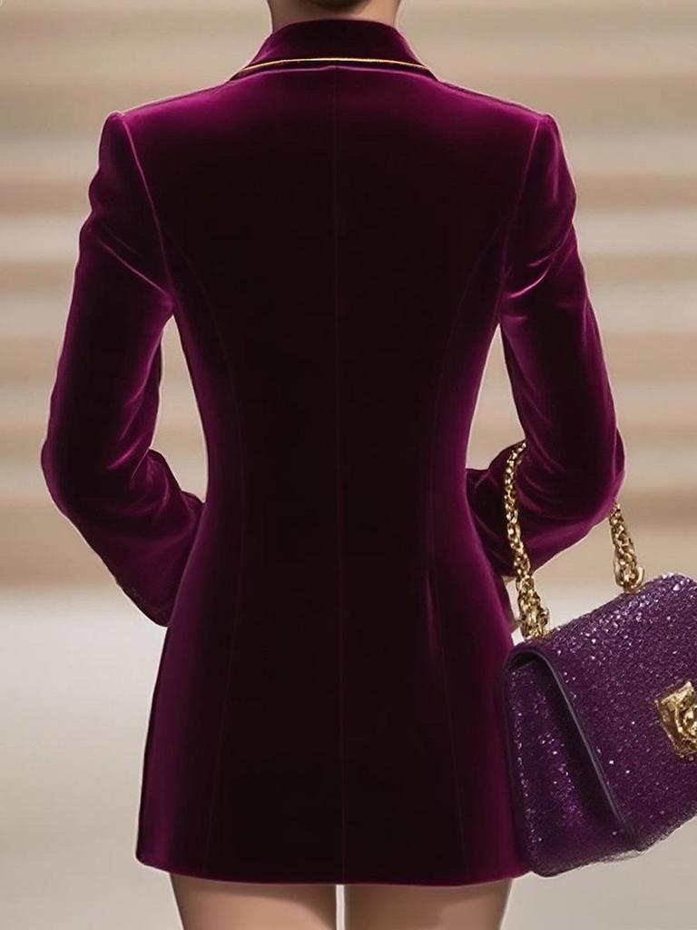 European-American Women's Slim Double-Breasted Color Block Evening Suit - Spring/Summer Collection