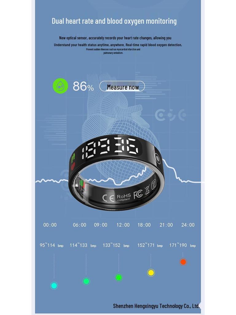 Touchscreen Smart Ring: Heart Rate, Blood Oxygen, Sleep, Exercise Tracking, E-book, Remote Photo, Magnetic Fast Charging - Douyin/TK Compatible