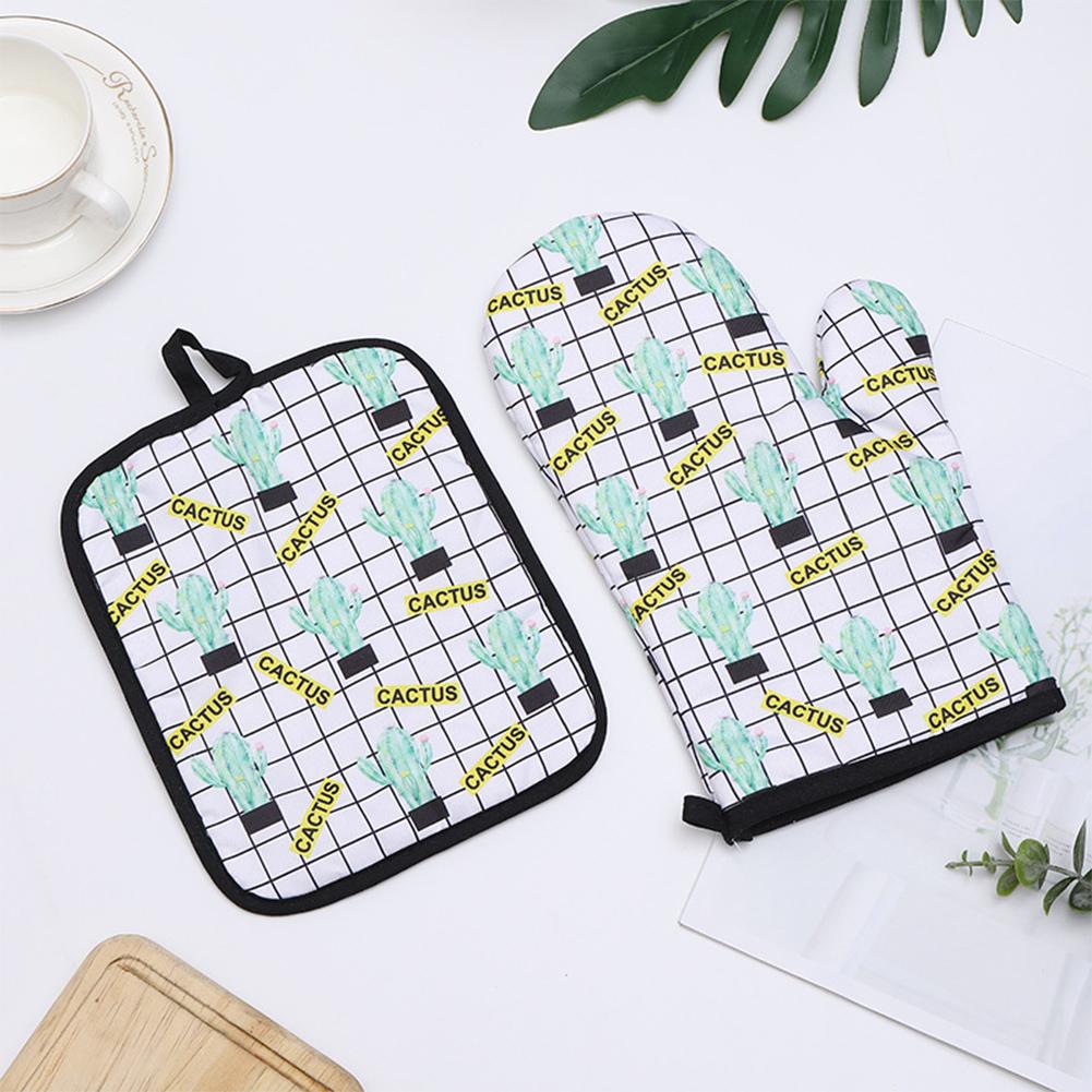 Fashion Pattern Kitchen High Temperature Resistanct Insulation Pad Microwave Oven Baking Gloves