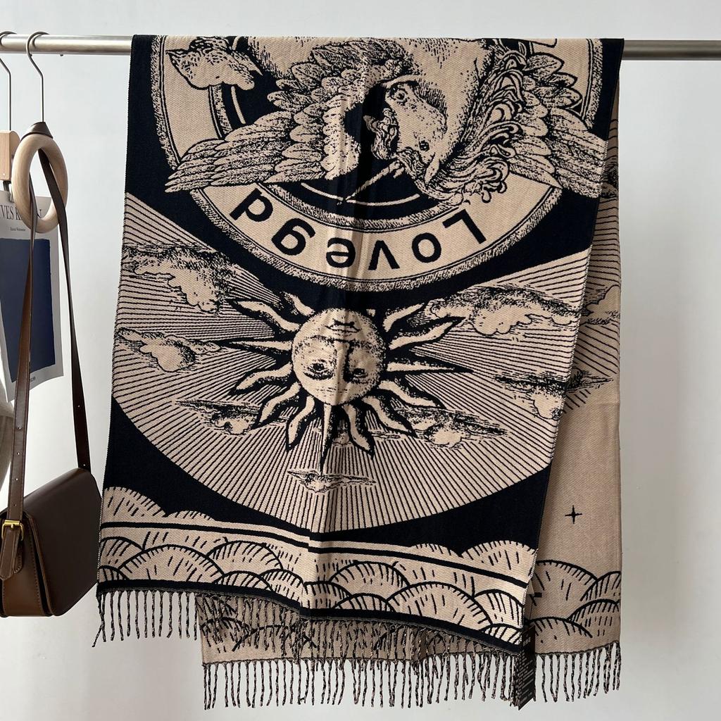 Winter-Imitat-Kaschmirschal Damen Herbst- und Winter-verdickter Fransen-Schal Zweifach verwendbar Warm und vielseitig