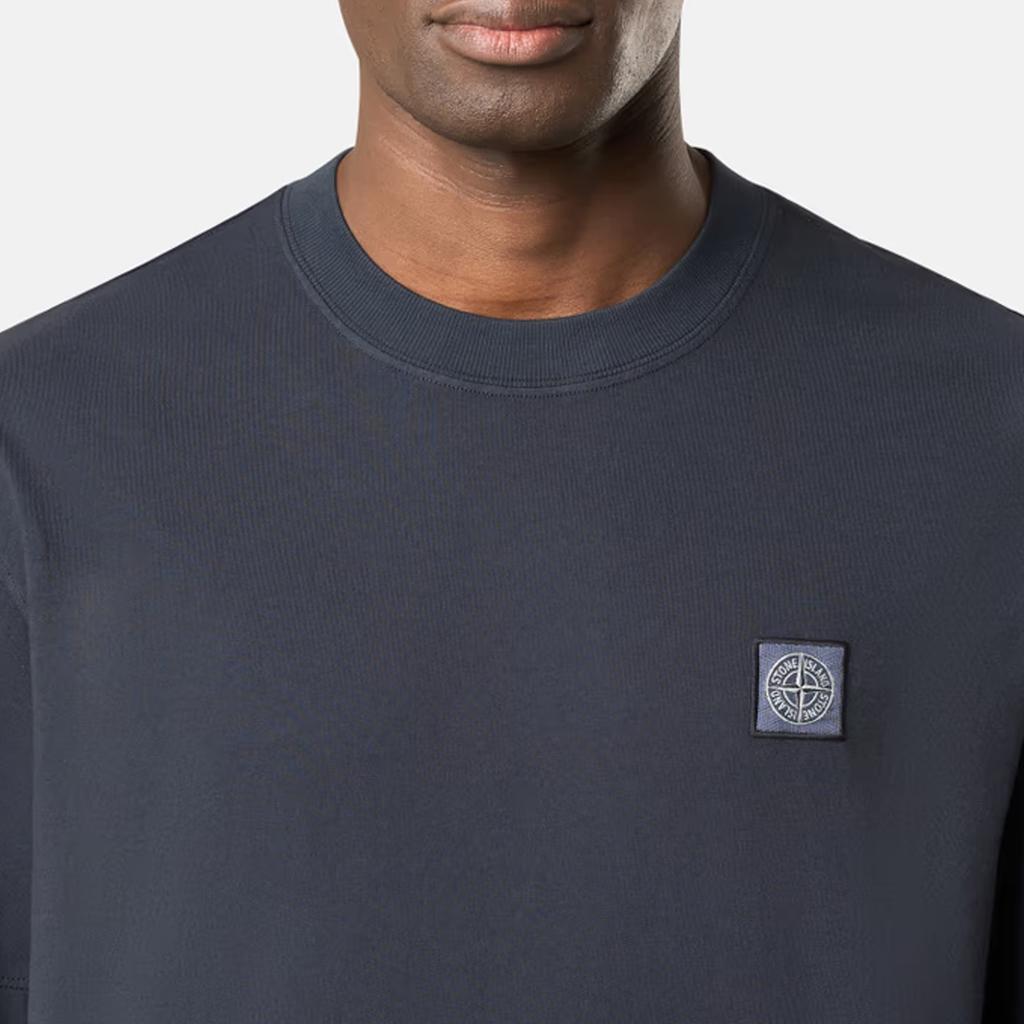 Stone Island Ss25 Compass Patch Ribbed Crew Neck Short Sleeve T-Shirt Men T-Shirts Navy-Blue K1S1521000-34S0115-V0020