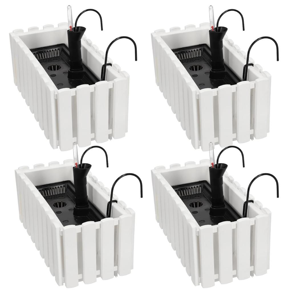 Flowerpot Balcony Box for Balustrade Terrace Flowers White 40cm 4 PCS