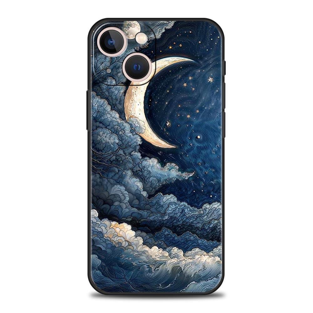 Moon Cloud Comic Style Phone Case For Samsung Galaxy S26 S25 S24 S23 S22 S20 Ultra S21 FE 5G S10 Plus TPU Shockproof Cover