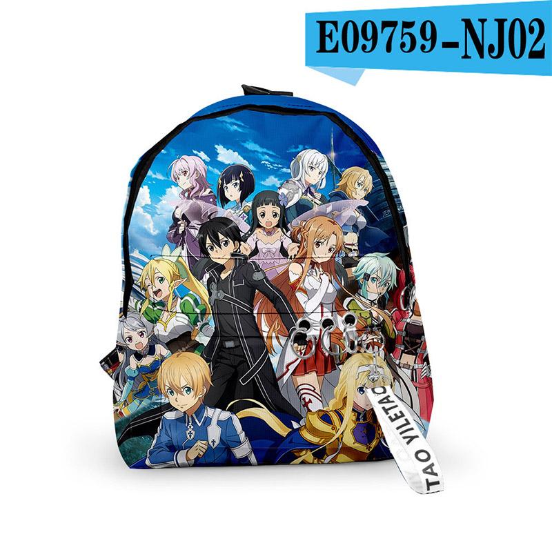 Classic Anime Sword Art Online Backpacks Boys/Girls Pupil School Bags 3D Print Keychains Oxford Waterproof Cute Small Backpacks