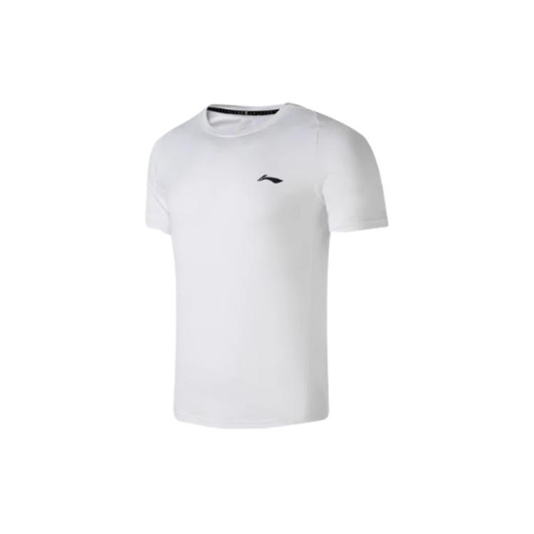 Li Ning T Shirts Men's White Crew Neck Moderate Straight Fit ATSU819-2
