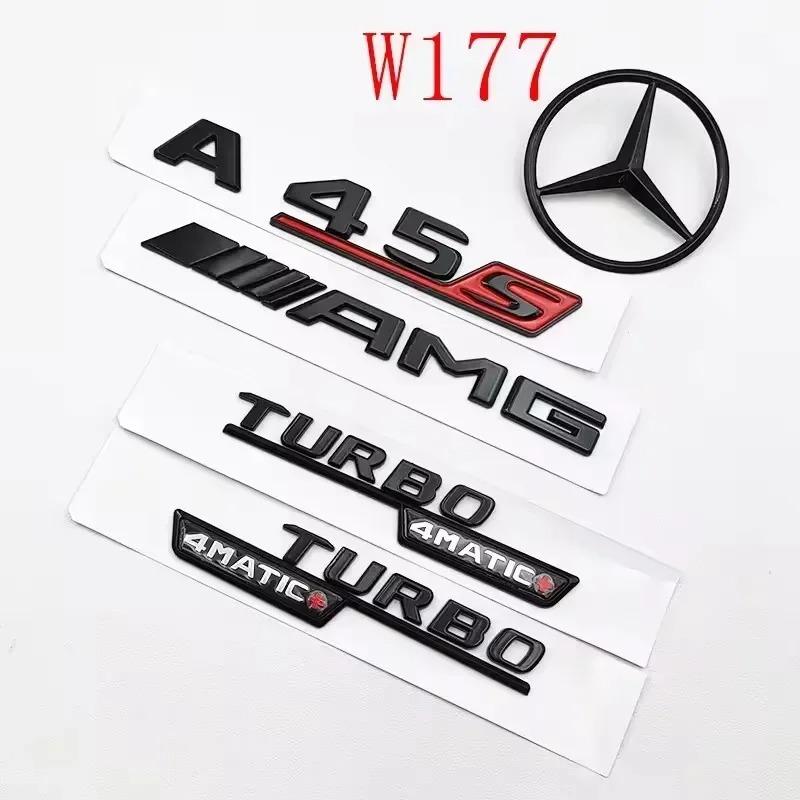 2026 Hot Black A45S Logo Turbo 4MATIC Car Rear Star Sticker Trunk AMG Emblem for Mercedes Benz a 45S AMG W177 1pcs Auto Accessories