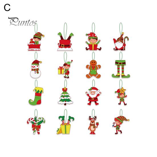 16Pcs Christmas Tree Hangers Xmas Style Easy To Hang Create Atmosphere Festive Santa Claus Decorations Pendant