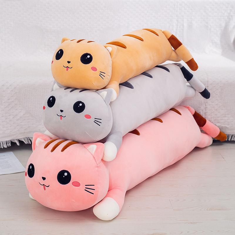 Soft Down Cotton Happy Cat Throw Pillow Plush Toy Creative Big Party Cat Lie Pillow Birthday Gift