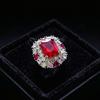 Full Diamond Luxury Emerald Ruby Square Ring Women's Large Carat High Carbon Diamond Live Ring