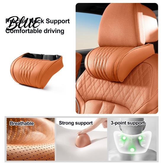 Neck Pain Relief Pillow for Commuting Memory Foam Car Pillow/Backrest Breathable PU Leather Cover with Adjustable Office Chair Headrest Attachment