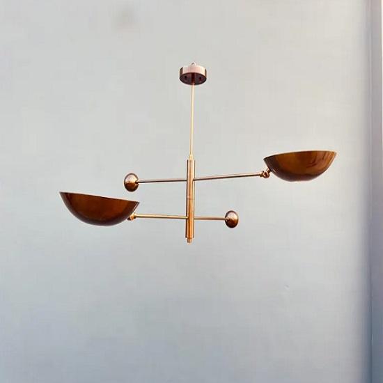 2 Pendant Light | Antique Brass Sputnik Chandelier Light | Mid Century Brass Modern Ceiling | Custom Kitchen Light Fixture