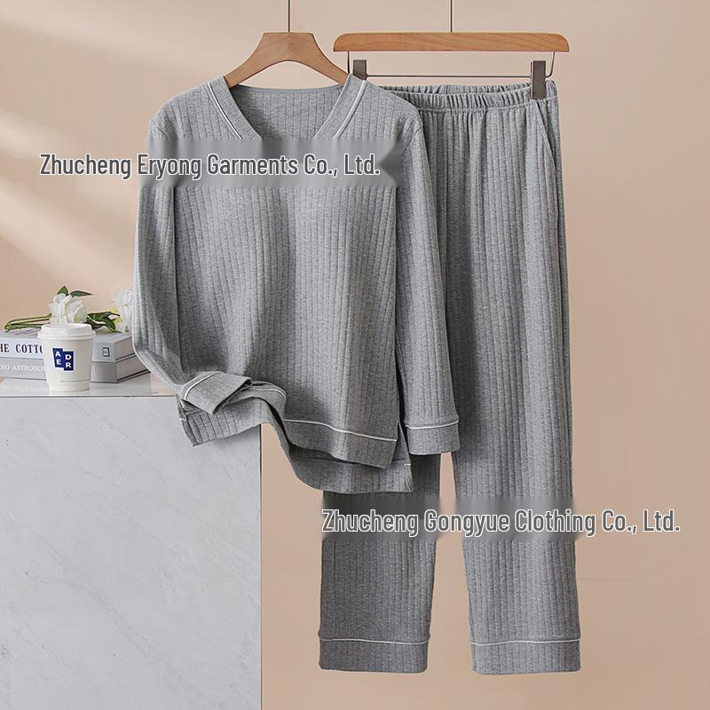 

Женский хлопковый комплект для дома со встроенным бюстгальтером - пижама с длинным рукавом для весны и осени Medium