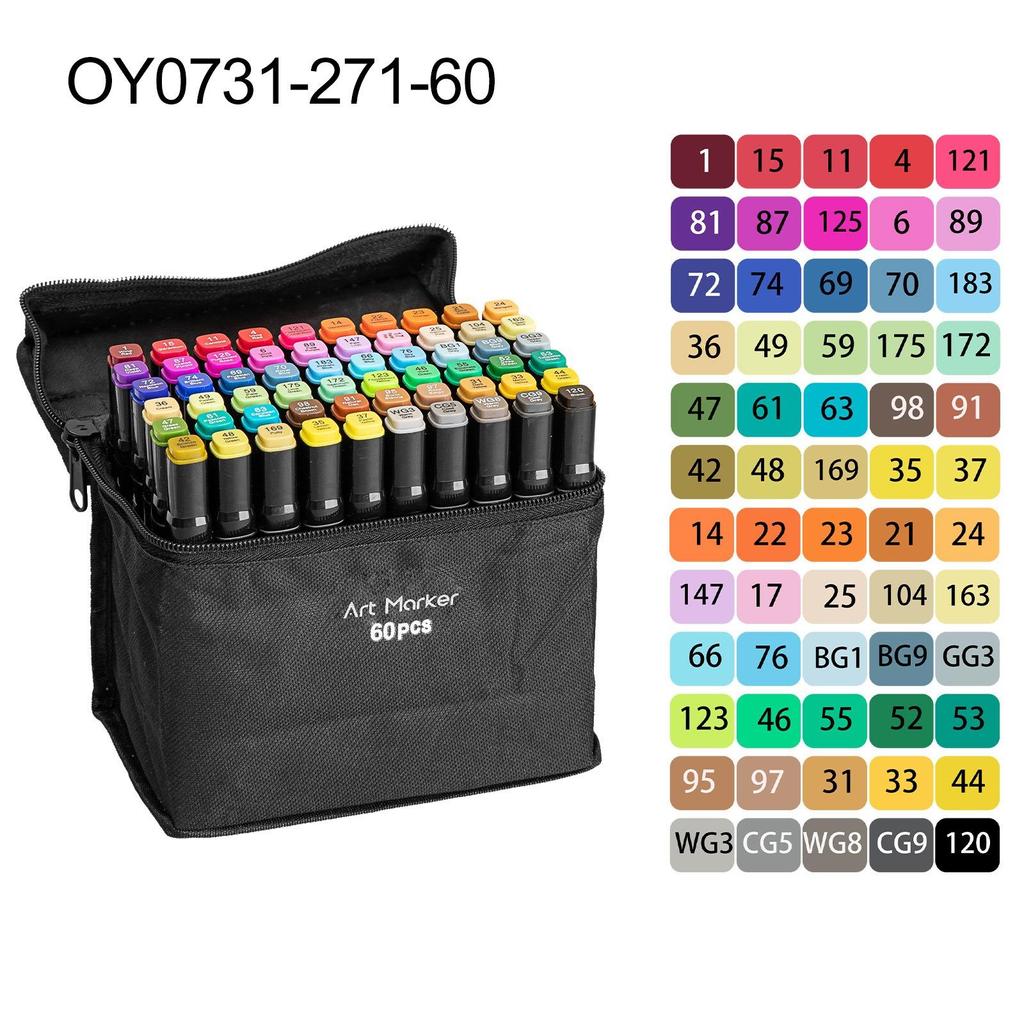 24/48/60 Color Dual Tip Alcohol Based Marker Pens,art Drawing Marker Pen for Artist and Student