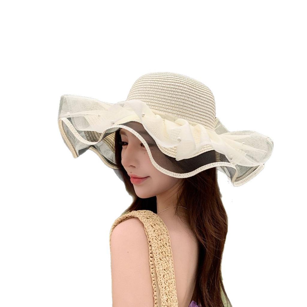 Straw Hat Women'S Summer Outdoor Leisure Sunshade Vacation Sun Hat Versatile Windproof Breathable Sunscreen Hat