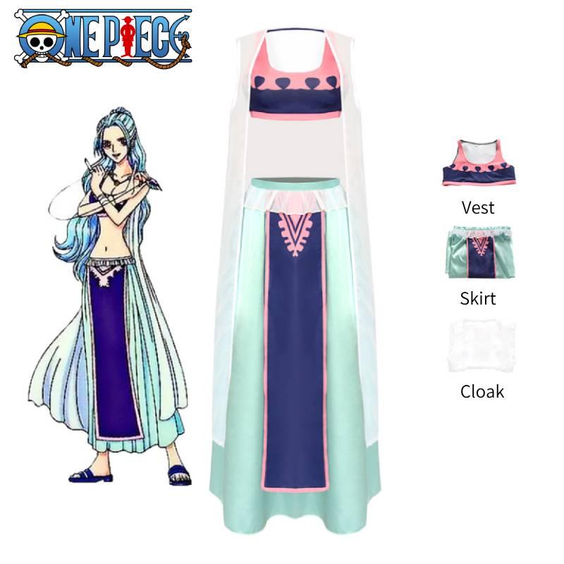 One Piece Vivi Cosplay Costume Full Set Street Style Anime Dress, Xs-xxxl