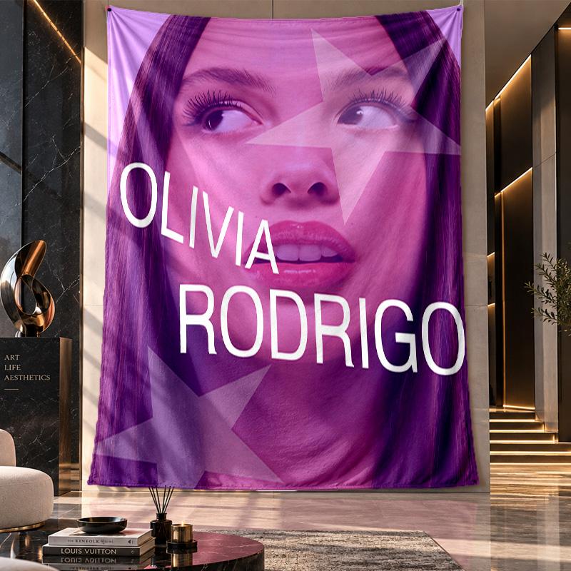 Wandbehang-Gobelin, Stoff-Hintergrund mit Olivia Rodrigo-Druck für Schlafsaal-Party-Dekoration