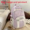 Blocked Letters Color Star Embroidery Pattern Student Backpack With Pendant