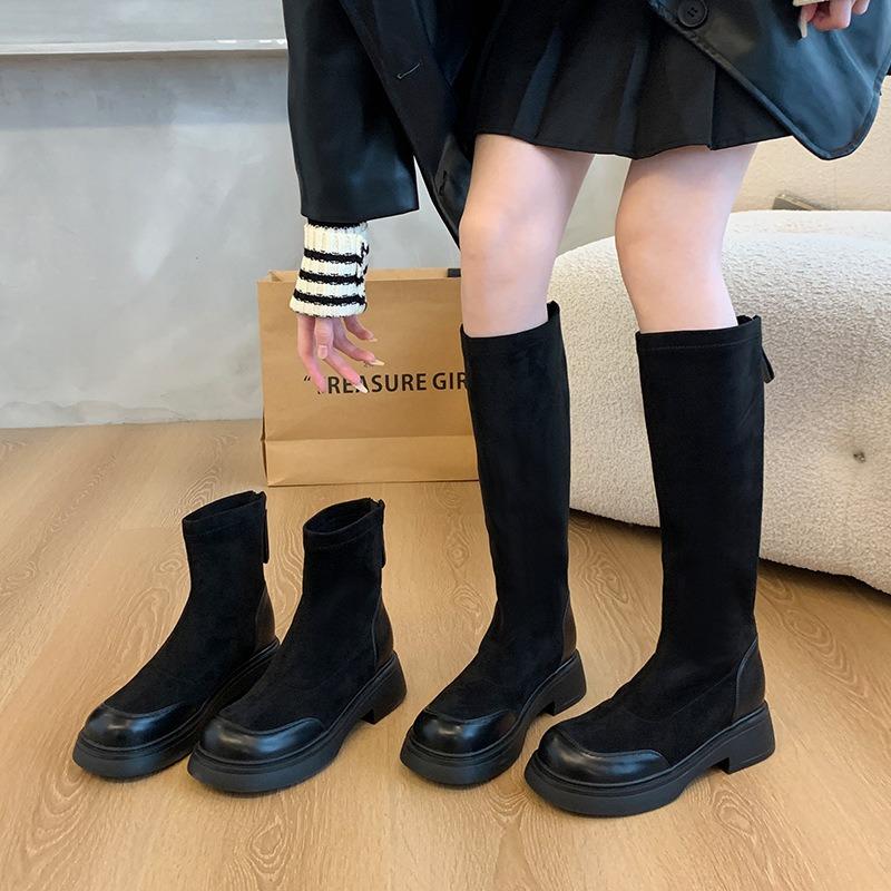 Fat M Boots Suede Elastic Thin Shoes Thick Legs Big Tube Circumference High Boots Large Size Women's Shoes To