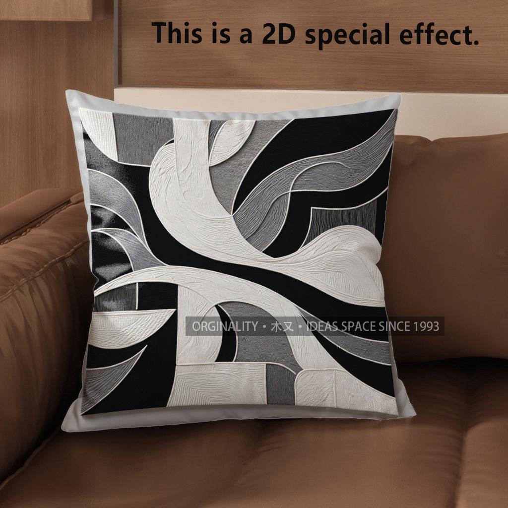 2D Abstract Black And White Pattern Pillow Covers Pattern Cushion Cover Suitable For Sofa Bedroom Car Pillow Cover