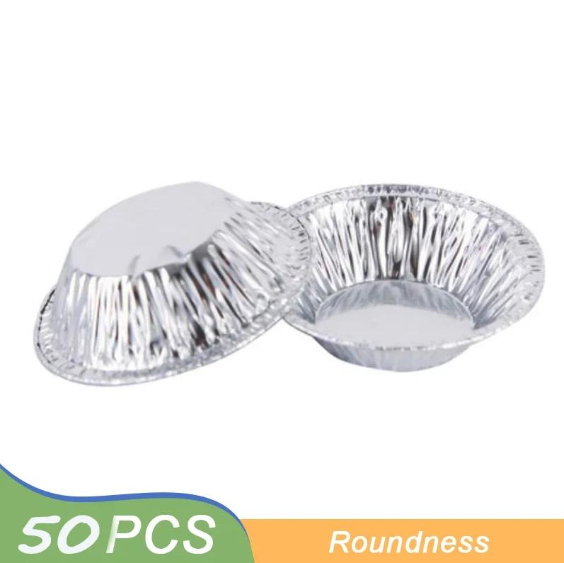 

50/100 шт. многоразовых формочек из алюминиевой фольги для выпечки, формочек для яичных тартов, кексов, формочек для кексов, формочек для выпечки с оловянной приправой для барбекю