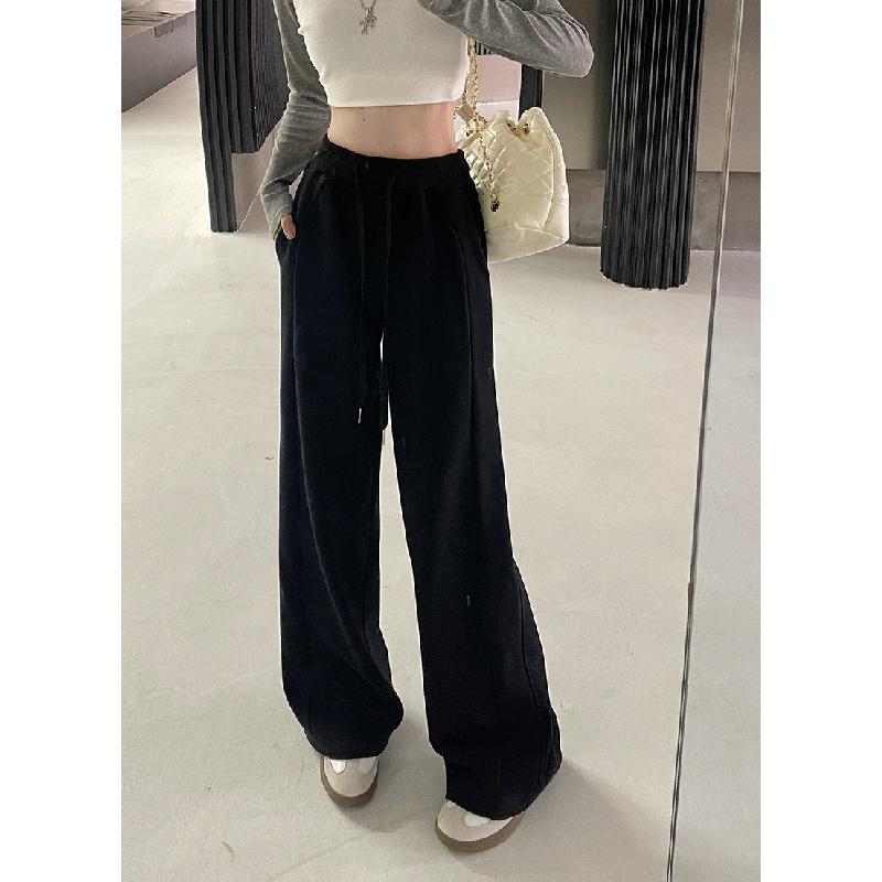 Lightweight casual pants for women, 2026 new model, high-waisted, slimming, wide-leg, loose-fitting long pants