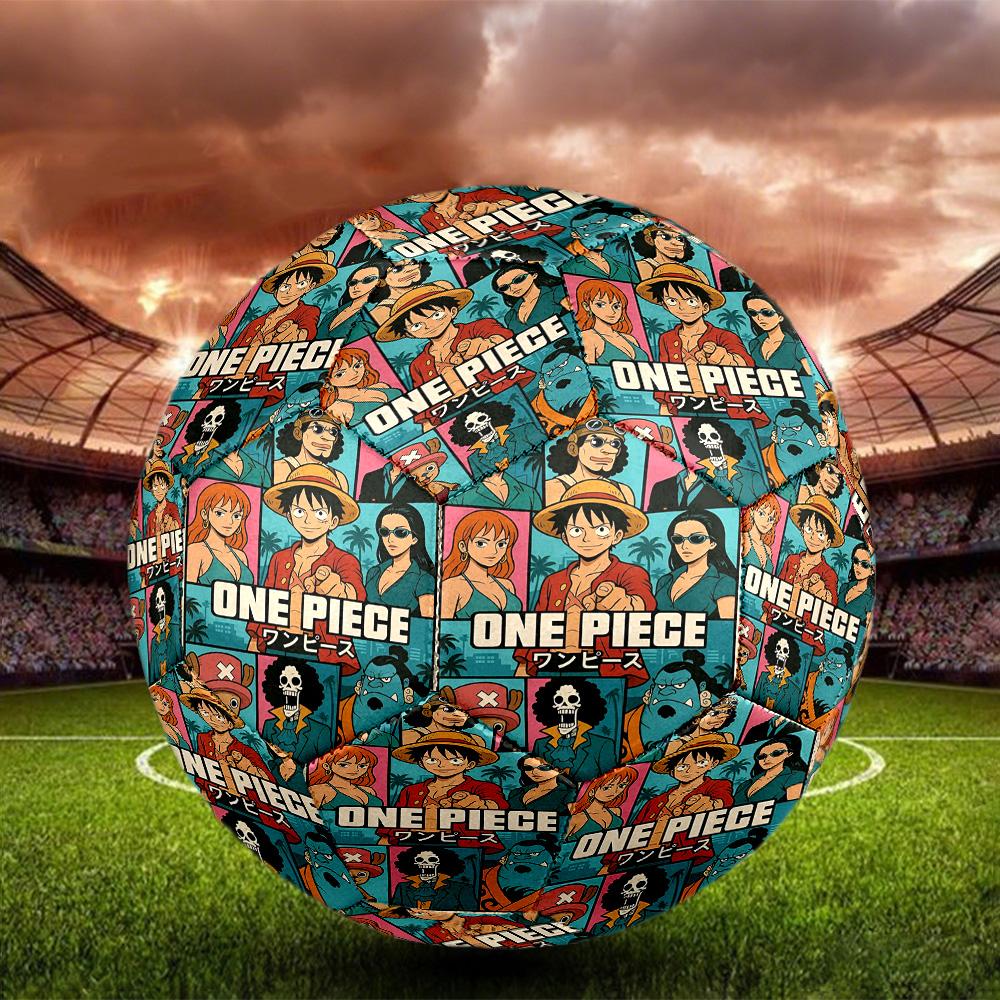 One Piece Print Size 5 Soccer Ball, Standard Match Football for Sports Game and Team Practice, Ideal Gift for Soccer Fans
