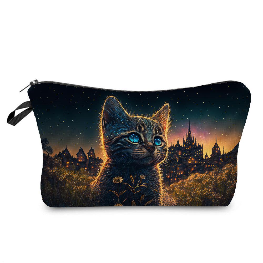 Women Cat Print Cosmetic Bag Toiletries Organize Travel Storage Case 6772