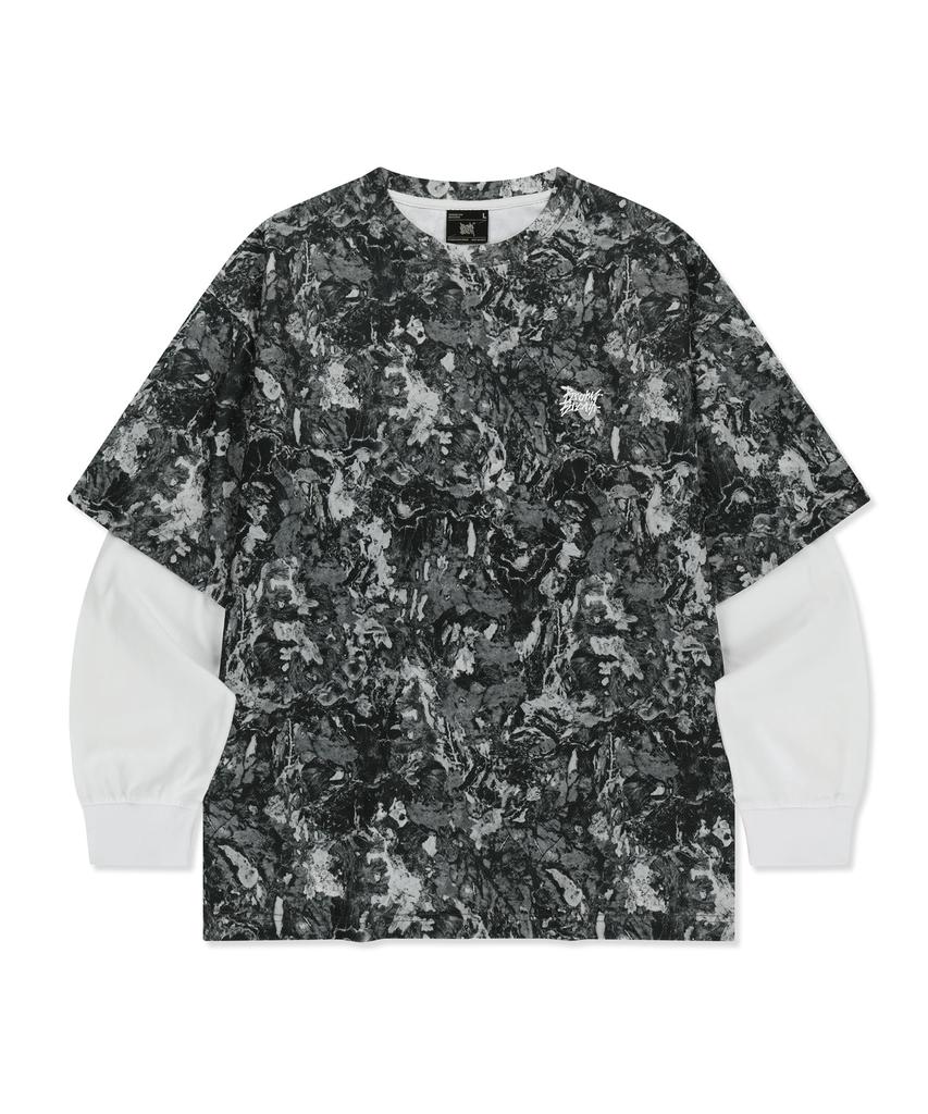BROWNBREATH Earth Pattern Layered Tee - Gray