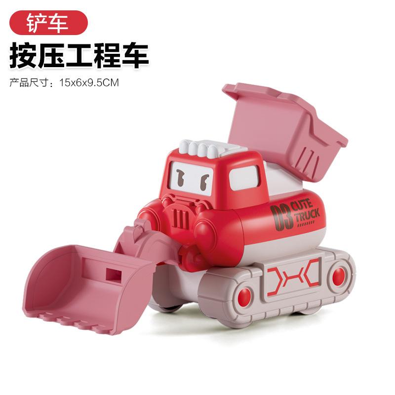 Children'S Press Pull Back Cartoon Car Construction Vehicle Boy Excavator Drop Resistant Bulldozer Toy Set