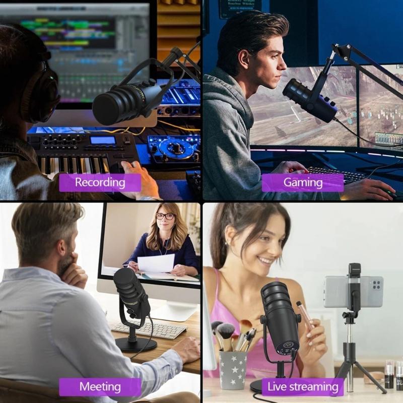 Professional Studio Quality USB Microphone with Double Connectivities for Clear Sound Recording Offering Versatility