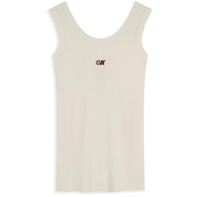 Ribbed Stretch Embroidered Back Layering Tank Top Women Tops 44C900G