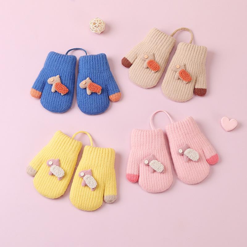 Warm Cartoon Children Gloves Fleece Coldproof Kids Full Fingers Gloves Warm Knitted