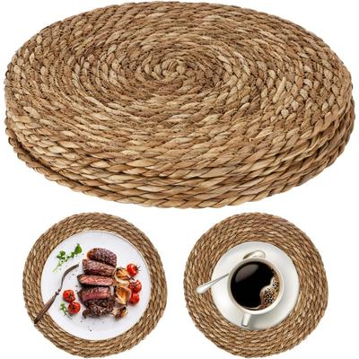 Table Mats and Coasters Set of Table Placemats and Coasters Anti Slip Heat, Washable Beige Wicker Tables Mats for Kitchen Dining Home Restaurant