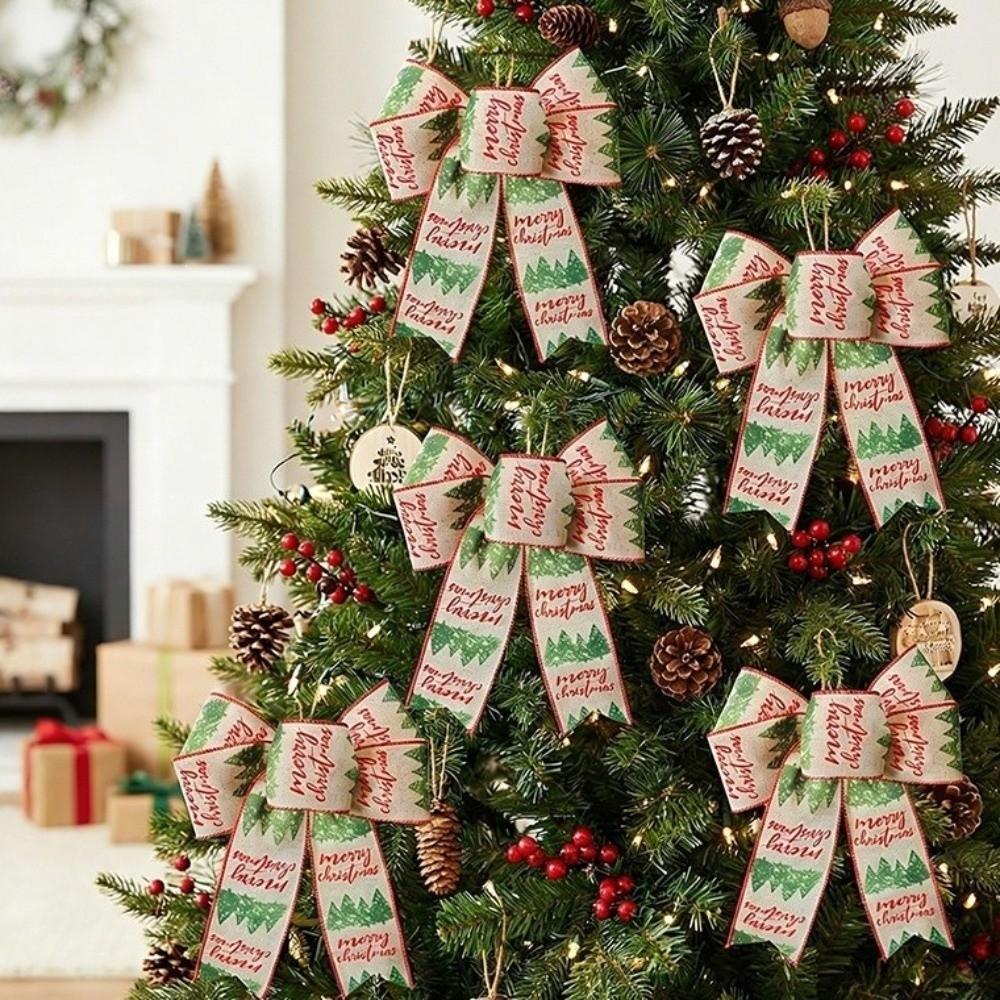 Double Layer Christmas Tree Bowknot Hanging Exquisite Christmas Tree Decoration Large Size Cloth Xmas Party Supplies