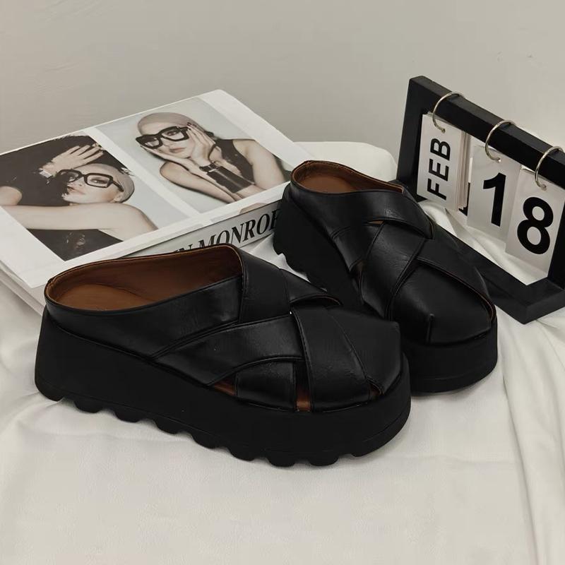 Fashion Flats Women Slippers Platform Slingback Mules Shoes Dress Designer Woman's Sandals 2025 Summer Fashion Slides Zapatos De Mujer