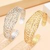 18K Gold-Plated Hollow Flower Cuff Bracelet for Women