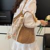 Korean Chic Crochet Mesh Shoulder Bag – Women’s Hand-Knitted Large Tote for Summer Beach