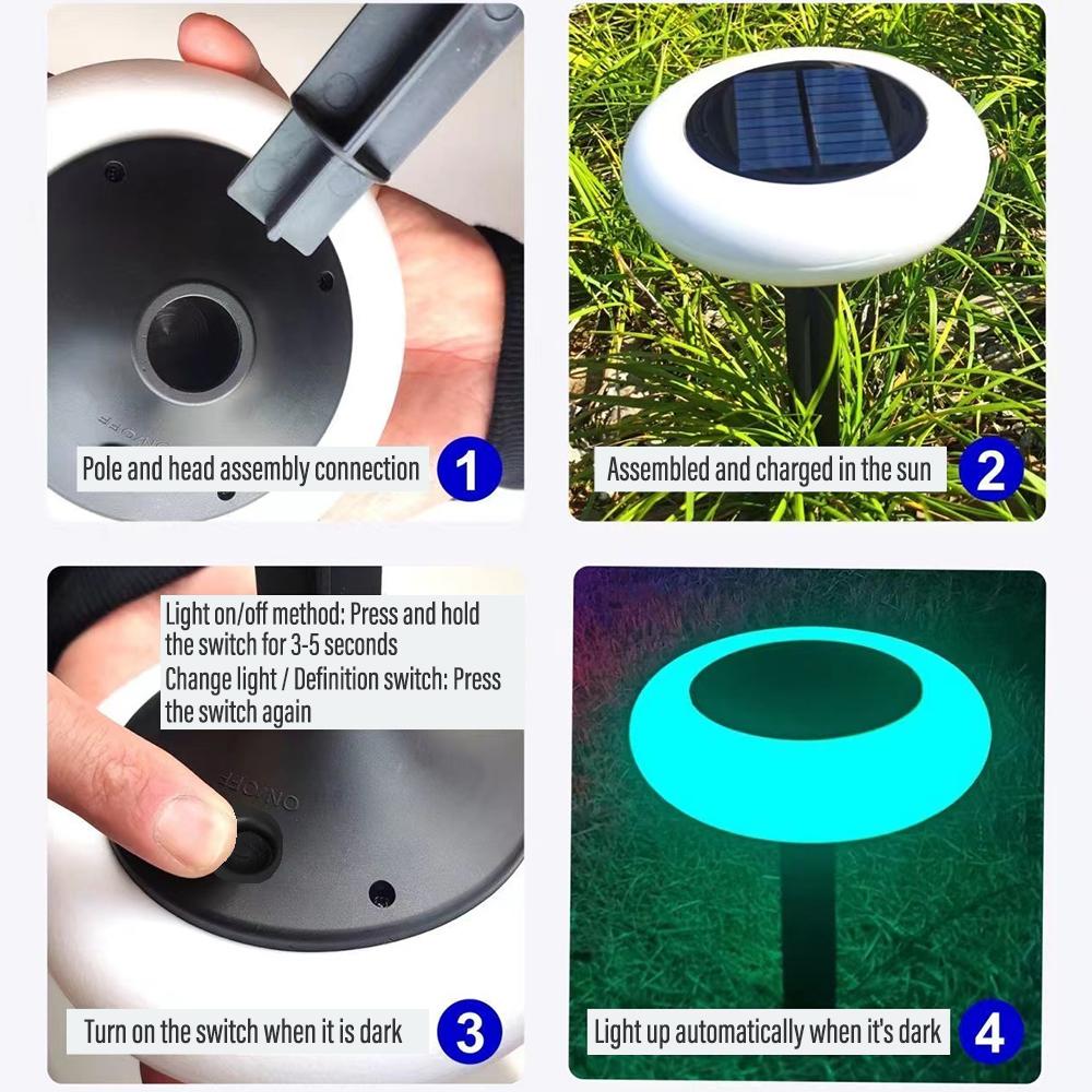 Solar Powered UFO Shaped Ground Lamp Multi-coloured Light Waterproof Outdoor Light for Lawn Garden Landscape Pathway Park Home