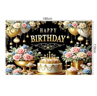 Happy Birthday Background Flower Cake Theme Banner Birthday Party Decoration Backdrop Bunting Flags Anniversary Party Decoration