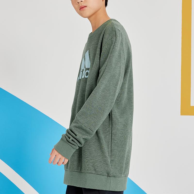 Adidas Kids Solid Color Large Logo Printed Casual Crew Neck Sweatshirt HN8478